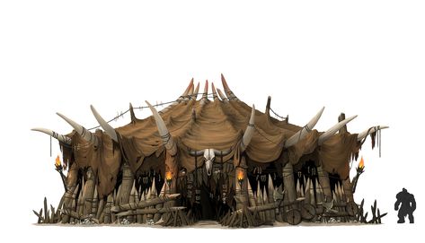 ArtStation - Orc tent, soyeon Lim Medieval Tent, Mighty Mouse, Tent Design, Stone Age, Ancient Architecture, Concept Architecture, Art Reference Photos, 3d Objects, Game Design