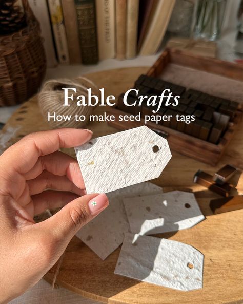 How To Make Seed Paper Tags Diy Paper With Seeds, Seed Paper Gift Tags, Plantable Paper Diy, Paper From Plants, Seed Paper Diy, Fable England, Sustainable Diy, Recipe Paper, Grow Flowers