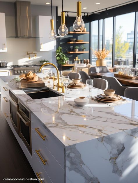 10 Tips to Transform Your Kitchen: Add A Touch of Sophistication Bathroom Boho, Inspiring Homes, Glam Kitchen, Arch Trellis, Modern Luxury Kitchen, Furniture Bathroom, Countertop Ideas, Countertop Decor, Dream Kitchens Design