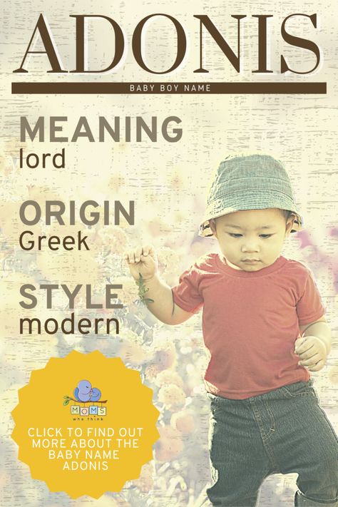 Adonis is a mythological Greek baby boy’s name that means “lord”. Adonis is one of the mythological names that have started to become popular in the end of the 20th century alongside names like Zeus and Ares. #boyname #babyname Greek Names For Boys, Mythological Names, Boy Name Meanings, Baby Name Meaning, Middle Names For Girls, Baby Boy Name, Words To Describe Someone, Best Character Names, Fantasy Names