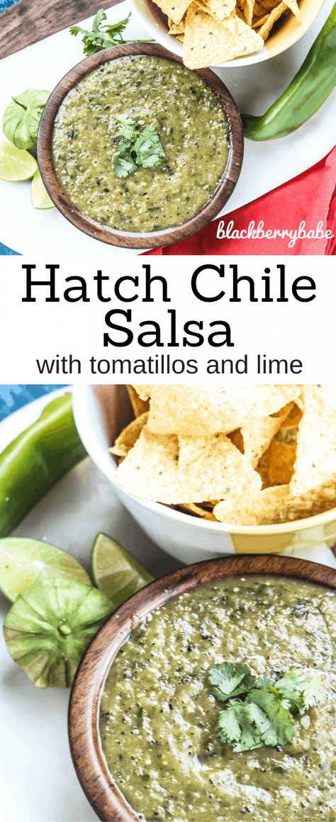 Paleo Salsa, Vegan Salsa, Hatch Chile Salsa, Hatch Green Chili Recipe, Green Salsa Recipe, Hatch Chili Recipes, Hatch Chile Recipes, Chile Salsa, Roasted Tomatillo Salsa