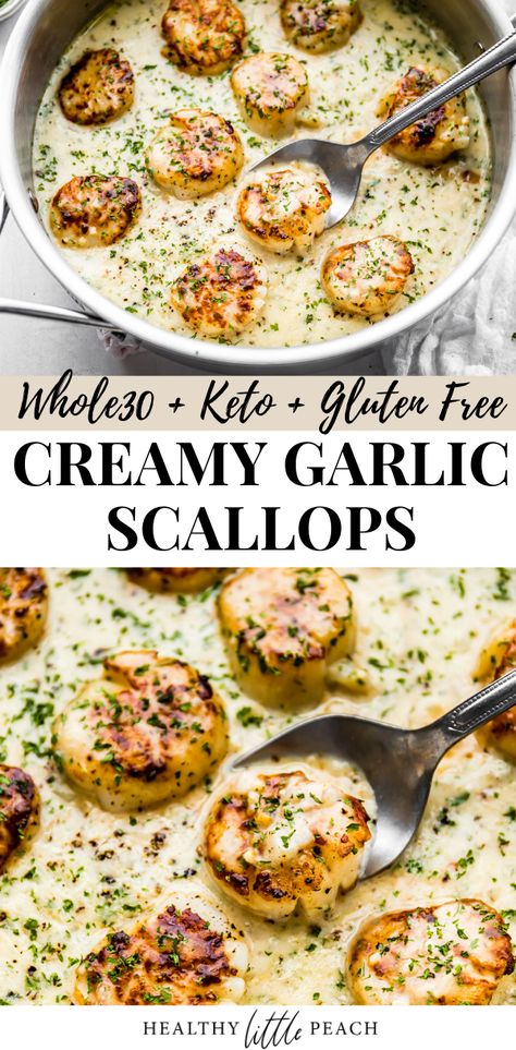 Broccoli Cheese Soup Instapot, Garlic Scallops, Shrimp And Scallop Recipes, Parsley Health, Keto Basics, Seafood Dinners, Keto Seafood, Steamed Veggies, Keto Healthy