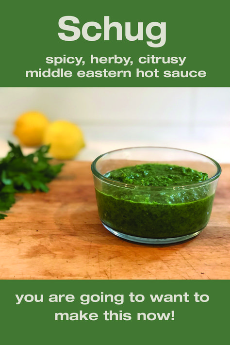 There are no words to express how much I looove this Green Schug Hot Sauce! It is a flavor explosion in your mouth. It’s herby, hot, spicy, aromatic, and citrusy – so basically it hits on all of the flavors you would want in a condiment. Schug is the Hebrew word for the sauce but is also called zhug, zhough, daqqus or in Arabic, Shawik. Schug is made with hot green peppers fresh cilantro, parsley, cumin and coriander. Schug Sauce, Savory Sauce, Fresh Cilantro, Vegan Paleo, Stuffed Green Peppers, Hot Sauce, Cilantro, Paleo Gluten Free, Condiments