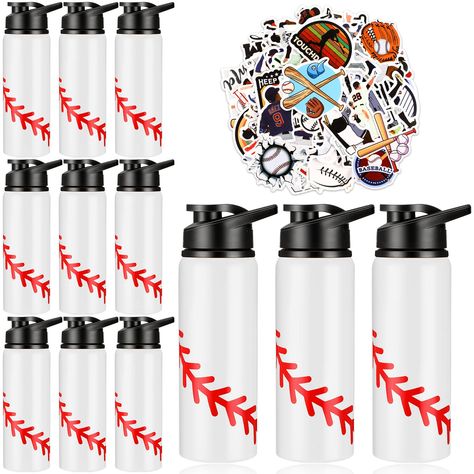 PRICES MAY VARY. Nice Combination: you will receive 12 pieces of baseball water bottles and 100 pieces of baseball stickers, ample quantity and styles to use, exchange and share with teammates, practical for different situations, moods and feelings Sweet Gifts: our reusable water bottles bulk are ideal for your baseball teammates, classmates and others who enjoy playing baseball, nice and practical souvenirs and team prizes Reliable Water Bottle: the body of the water bottle is made of 304 stain Soccer Water Bottles, Baseball Water Bottle, Reusable Bottle, Reusable Water Bottles, Sports Water, Sport Water Bottle, Sweet Gifts, Water Bottles, Water Bottle