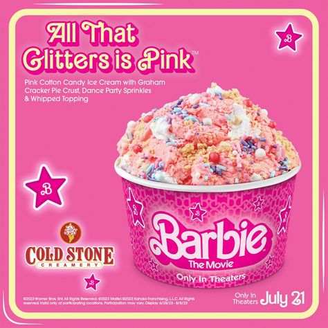 Barbie Movie Inspired Food, Cold Stone Ice Cream, Movie Food, Moist Yellow Cakes, Cold Stone Creamery, Best Cake Ever, Cold Stone, Graham Cracker Crust Pie, Ice Cream Brands