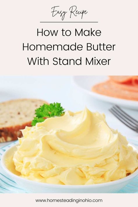 Homemade Butter Recipes, Stand Mixer Bread, Irish Dinner Recipes, Make Butter At Home, Butter Recipes Homemade, Butter Homemade, Homemade Garlic Butter, Kitchen Aid Recipes, Make Butter