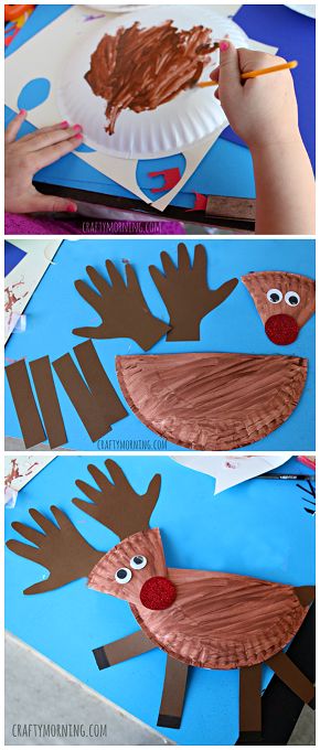 3d knutsel: Paper Plate Reindeer Craft - Fun Christmas craft for kids to make! | CraftyMorning.com