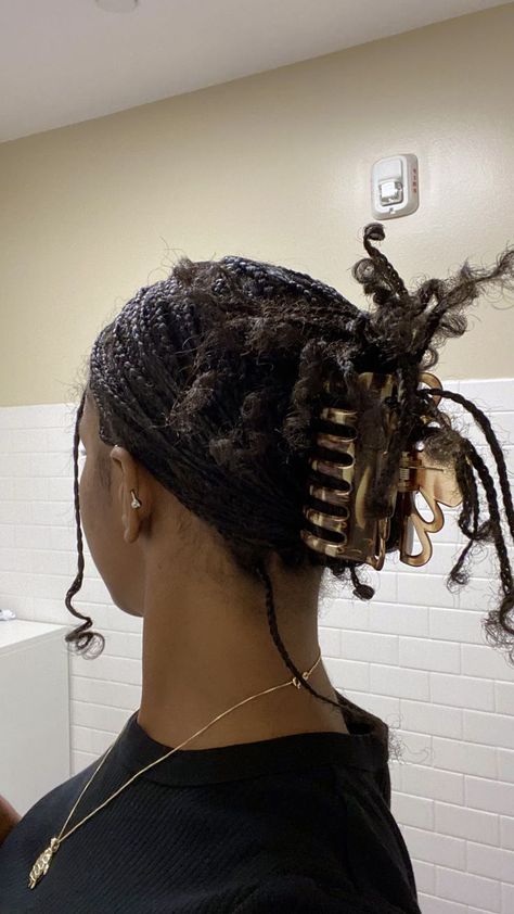 Claw Clip Natural Hair, Claw Hairstyles, Mini Braids, Cabello Afro Natural, Natural Braids, Box Braids Hairstyles For Black Women, Natural Afro Hairstyles, Hairstyle Inspo, Braids Hairstyles Pictures