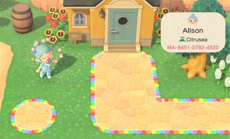 Kidcore Tiles Acnh Codes, Acnh Border Path, Animal Crossing Rainbow Path, Acnh Colorful Path, Acnh Carnival Ideas, Acnh Colorful, Acnh Carnival, Kidcore Island, Acnh Kidcore