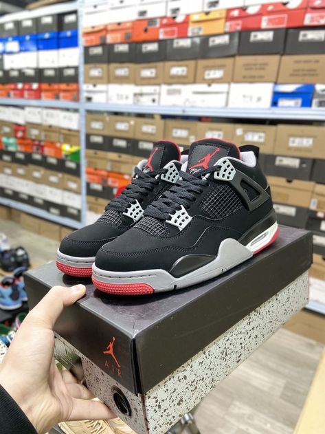 Air Jordan Restro 4s, Breathable Air Jordan 4 For Streetwear, Jordan 4 Bred Reimagined Outfit, Jordan 4 Bred Reimagined, Air Jordan 4 Bred, Jordan 4 Retro Bred, Jordan 4 Bred, Bred 4, Jordan 4’s