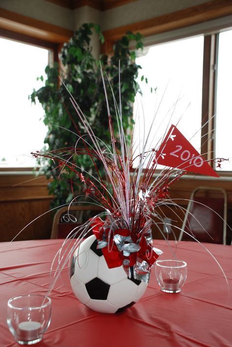 soccer ball centerpiece Soccer Ball Centerpieces, Sports Banquet Centerpieces, Soccer Decorations, Soccer Centerpieces, Baseball Centerpiece, Sports Party Centerpieces, Soccer Senior Night, Soccer Party Decorations, Sports Centerpieces