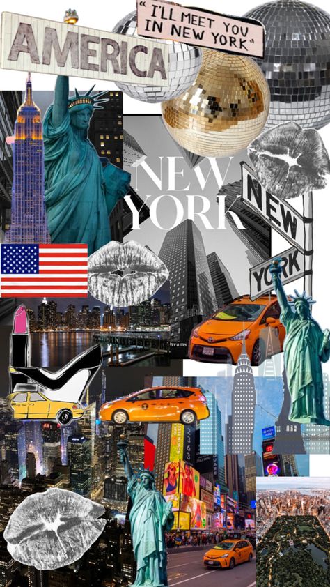 New York Themed Bedroom, New York Mood Board, Nyc City Aesthetic, Nyc In Winter, New York Collage, Nyc Wallpaper, Manhattan City, Nyc City, New York Wallpaper