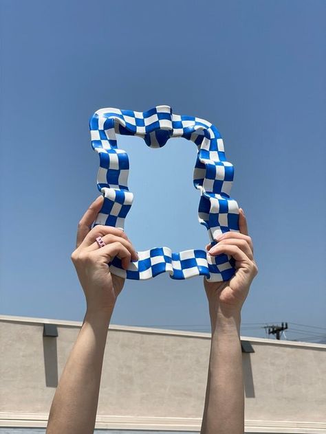 Checkered Mirror, Blob Mirror, Blob Mirrors, Wavy Wall, Spiegel Diy, Funky Mirrors, Checkered Floor, Wavy Mirror, Retro Mirror