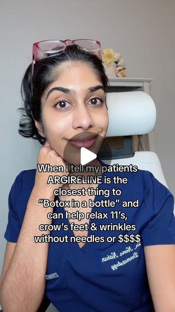 Dr. Neera Nathan on Instagram: "Argireline (also known as acetyl-hexapeptide-3 or acetyl-hexapeptide-8) is a peptide that is available in serums and works similar to Botox by blocking neurotransmitters to help relax muscles to smooth deep lines or wrinkles (like 11’s, frown lines, smile lines or crows feet). It is a cheap alternative to Botox that doesn’t require a prescription, is needle free and can be used topically to produce natural results. It isn’t Botox, but it is as close to “topical Botox” or “Botox in a bottle” as you can get! #botoxnatural #argireline #peptide #fyp #dermatologist" Crows Feet Botox Before After, Botox In A Bottle, Botox Before And After, Frown Lines, Relax Muscles, Botox Alternative, Smile Lines, Deep Lines, Facial Cream