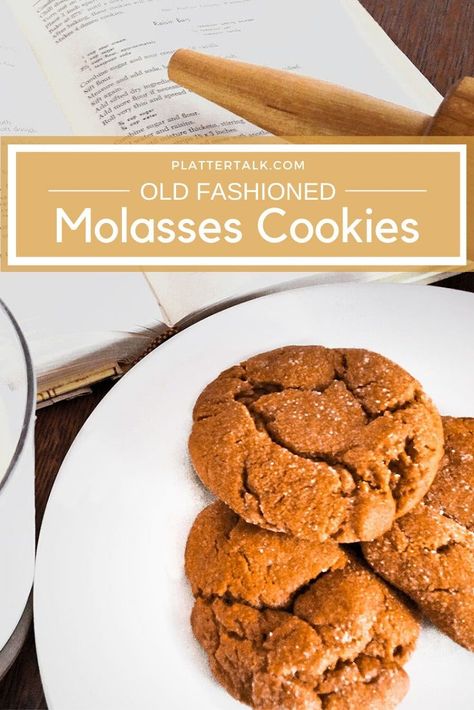 These old fashioned Molasses Cookies are from the Mennonite Community Cookbook and were a favorite of my mom who was raised in the Amish-Mennonite culture. Soft and chewy, this easy recipe for homemade cookies from Platter Talk is a must-try! #molassescookies #Amishcookies #Mennonite #easy #recipes #soft #chewy #PlatterTalk #oldfashioned Amish Molasses Cookies, Old Fashioned Molasses Cookies, Cookie Balls, Frosting Cake, Recipe Categories, Molasses Cookies, Amish Recipes, Cookie Cups, Classic Cookies