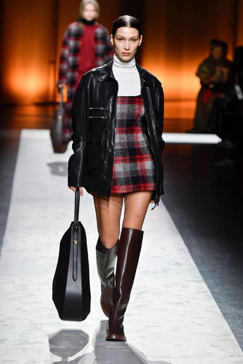 12 Fall 2022 Fashion Trends That Will Define The Season, According To Your Zodiac Sign | Teen Vogue Ramp Walk Dresses, Layered Slip Dress, Ramp Walk, Athletic Attire, Leather Thigh High Boots, Bella Hadid Outfits, Leopard Print Coat, Fall Boots, Faux Leather Biker Jacket