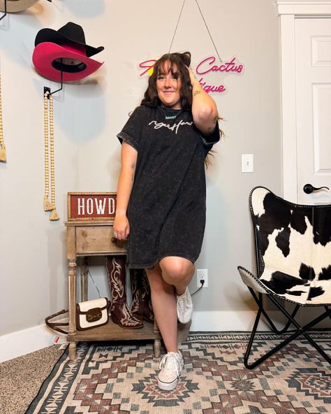 The cutest tee shirt dress now on site - - - #westernfashion #rodeofashion #westernboutique #azteccactus #shopazteccactus Oversized Tshirt Dress, Western Boutique, Western Graphic Tees, Rodeo Fashion, Graphic Tee Dress, Belt Purse, Tee Shirt Dress, Tee Dress, Oversized Tshirt