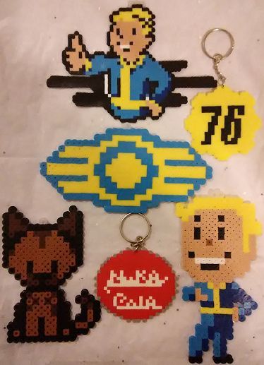 Fallout Bundle by FluffyRosey on DeviantArt Perler Beads Video Games, Fallout Perler Beads, Fallout Pixel Art, Fallout Perler, Fallout Logo, Logo Ornament, Perler Projects, Swag Ideas, Fallout 76