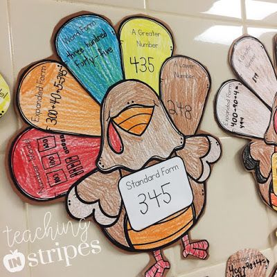 4 Favorite Thanksgiving Freebies Math Turkey Activity, Turkey Crafts 2nd Grade, November 2nd Grade Activities, 2nd Grade November Activities, Thanksgiving Math 2nd Grade, Turkey Math Craft, Teaching Place Value 2nd Grade, 2nd Grade Crafts Fall, Second Grade Thanksgiving Activities