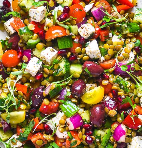 Mediterranean Lentil Salad, Cooking Green Lentils, Lentil Salad Recipes, Mediterranean Diet Recipes Dinners, Lentil Dishes, French Lentils, 2024 Recipes, Dried Lentils, Big Salad