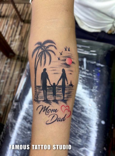 mom & dad tattoo design Mom Dad Tattoo Designs, Gear Tattoo, Tattoo Design For Hand, Dad Tattoo, Family Tattoo Designs, Blue Rose Tattoos, Band Tattoo Designs, Mom Tattoo Designs, Armband Tattoo Design