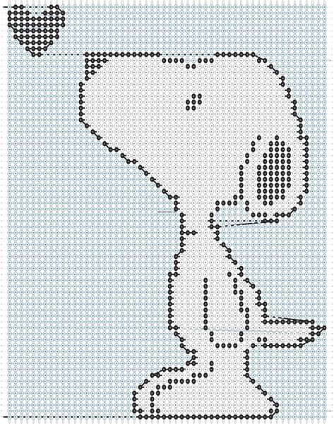 Alpha pattern #128055 | BraceletBook Tapestry Crochet Jumper, Snoopy Grid Pattern, Snoopy Alpha Pattern, Beagle Cartoon, Cartoon Crochet, Kiss Cute, Snoopy Sweater, Crochet Jumper Pattern, Crochet Grid