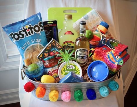 Diy Margarita Gift Basket, Margarita Raffle Basket Ideas, Cuervo Tequila, Margarita Party, Mini Cups, Raffle Basket, Dip Bowls, Raffle Baskets, Margarita Mix