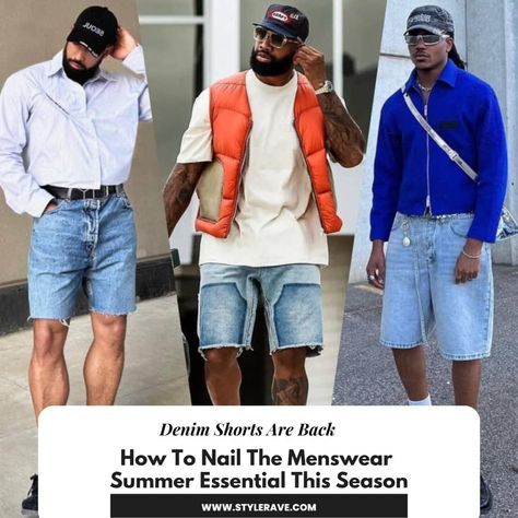 Men denim shorts Outfit Ideas Men Summer, Men Style Outfits Casual, Men Style Tips Clothing, Men Style 2023, New York Fashion Summer, Denim Shorts Men, Menswear Summer, Denim Shorts Outfit, Outfit Denim