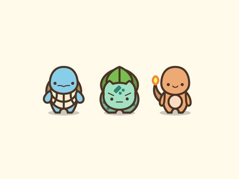 Pokemon Starters Illustration by Gerald Briones #Design Popular #Dribbble #shots Charmander Tattoo, Geometric Character, Poster Edit, Umbrella Design, 심플한 그림, Pokemon Starters, Pokemon Birthday Party, Pokemon Tattoo, Bff Tattoos