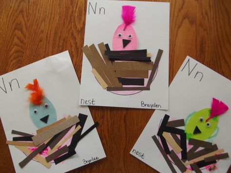 Like Mama ~ Like Daughter: Enchanted Childhood Preschool ~ N is for Nest N Is For Nest Craft, N Crafts For Preschool, Nest Preschool Craft, N Is For Craft, Letter N Preschool, N Is For Night, N Is For Nest, Letter N Activities, The Letter N