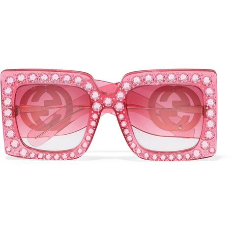 Gucci Gucci - Crystal-embellished Square-frame Acetate Sunglasses -... ($1,120) ❤ liked on Polyvore featuring accessories, eyewear, sunglasses, pink, embellished sunglasses, round glasses, gucci sunglasses, gucci glasses and acetate sunglasses Pink Heart Sunglasses, Oversized Round Glasses, Embellished Sunglasses, Glasses Square, Heart Shaped Glasses, Pink Glasses, Sunglasses Gucci, Sunglasses Oversized, Sunglasses Pink