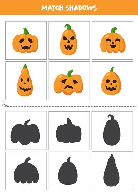 Cute Halloween Pumpkins, Halloween Cupcakes Decoration, Halloween Activities Preschool, Shadow Matching, Bricolage Halloween, Thema Halloween, Halloween Infantil, Halloween Preschool, Pumpkin Cards