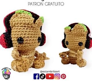 PATRONES AMIGURUMI GRATIS: PATRON GRATIS GROOT | GUARDIANES DE LA GALAXIA AMI... Amigurumi, Internet, Crochet