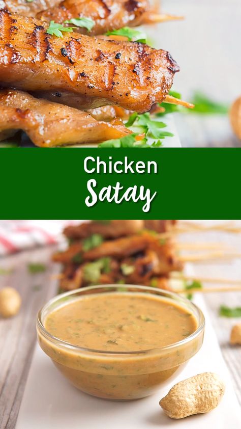 Chicken Satay Recipe, Satay Recipe, Peanut Dipping Sauce, Desserts Christmas, Chicken Satay, Keto Chicken, Peanut Sauce, Idee Pasto Sano, Asian Cooking