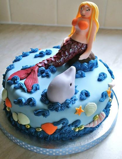 Mermaid and Dolphin cake Mermaid And Dolphin, Dolphin Cake, Dolphin Cakes, Sweet Cakes, Something Sweet, Mermaid, Birthday Cake, Cake, Birthday