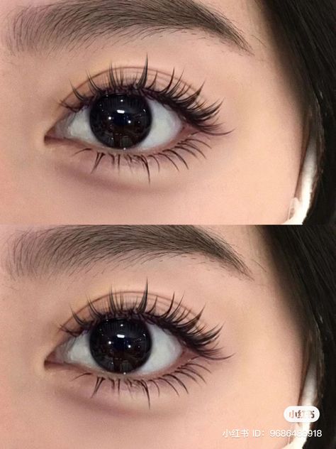 Manhua Lashes Makeup, Monolid Eyelashes, Eyelash Extensions For Downturned Eyes, Korean Lash Extensions, Manhwa Lashes, Spider Eyelashes, Manhua Lashes, Douyin Beauty, Spider Lashes