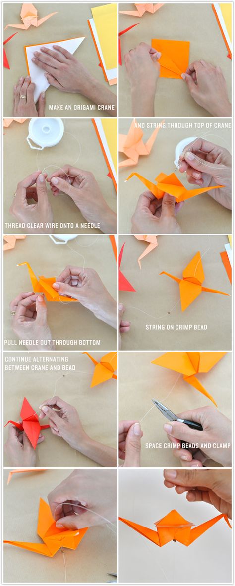 DIY :: Ombré Crane Garland Origami Projects, Tutorial Origami, Kraf Kertas, Useful Origami, Diy And Crafts Sewing, Origami Crane, Diy Origami, Craft Wedding, Origami Tutorial