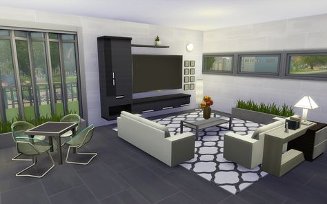 Modern House - The Sims 4 - Download Sims 4 Houses Interior Living Rooms, Sala The Sims 4, Sims 4 Interior Design, Sims 4 Interior Design Ideas, Sims4 Houses, Sims 4 Interior, Traditional Apartment, Sims 4 Modern House, Lotes The Sims 4