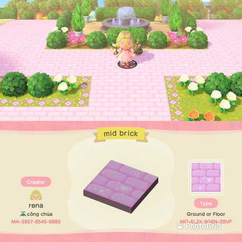 Pink brick animal crossing path with white sparkle, floral, and petal accents #animalcrossingnewhorizons #animalcrossing #animalcrossingdesigns Brick Animal Crossing Path, Pink Brick Animal Crossing, Acnh Sparkle Path, Brick Animal Crossing, Pink Path Animal Crossing, Animal Crossing Pink Island, Acnh Butterfly, Animal Crossing Path, Acnh Kawaii