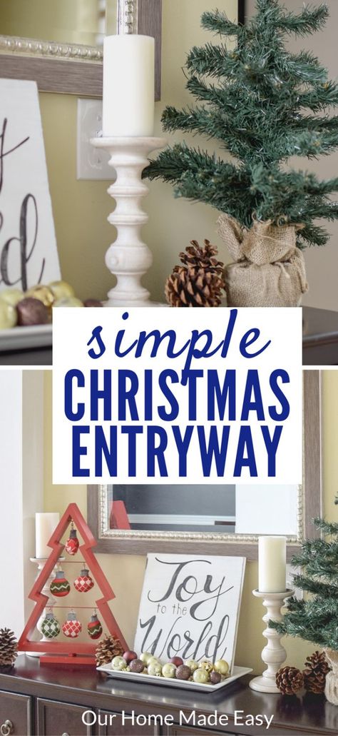 Christmas Foyer Decor Entryway, Foyer Christmas Decor Entryway, Foyer Christmas Decor, Christmas Foyer Decor, Christmas Foyer, Traditional Decoration, A Simple Christmas, Christmas Entry, Christmas Entryway