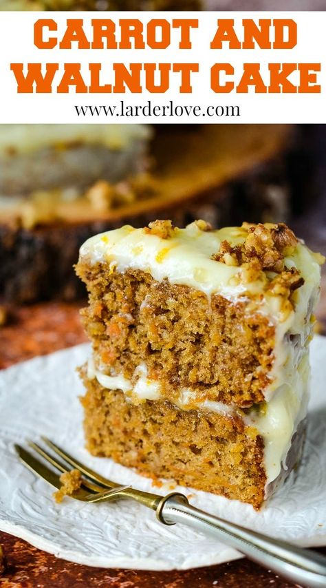 Carrot Walnut Cake Recipes, Carrot And Walnut Cake Recipes, Carrot Cake With Walnuts Recipe, Walnut Cake Recipe Easy, Walnut Carrot Cake, Carrot Walnut Cake, Easy Bake Cake, Carrot And Walnut Cake, Pound Cake Recipes Easy