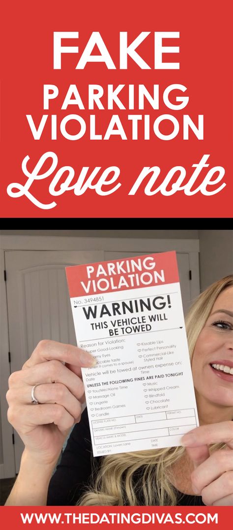 Ha ha! Funny & flirty fake parking ticket love note for him! #lovenote #forhim Love Note For Him, Note For Him, Parking Ticket, Note Ideas, Romance Tips, Parking Tickets, Date Night Recipes, The Dating Divas, Dating Divas