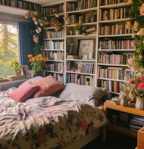 Bookish Bedroom, Bookshelf Inspiration, Cozy Bedrooms, Bookshelves In Bedroom, Ideas Hogar, Redecorate Bedroom, Dream Room Inspiration, Room Makeover Bedroom, Room Makeover Inspiration