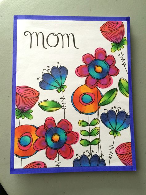 Mother's Day card, hand drawn for my lovely mother! Mothers Day Drawings Easy, Mother's Day Painting Ideas Canvases, Whimsical Cards, Mother's Day Art, Watercolor Whimsical, Mothers Day Drawings, Mother Painting, Bible Journals, Spring Art Projects