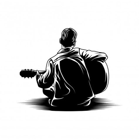 Boy playing guitar view back illustratio... | Premium Vector #Freepik #vector #music #people #man #black Guy Playing Guitar Sketch, Boy Playing Guitar, Back Illustration, Man Playing Guitar, Guitar Silhouette, Music Boy, Guitar Artwork, Guitar Illustration, Guitar Drawing