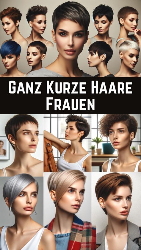 Die Frisurenwelt der Frauen verändert sich ständig. Ein herausragender Trend, der in den letzten Jahren an Popularität gewonnen hat, sind ganz kurze Haare für Frauen. Sie sind modisch, praktisch und können einen kraftvollen Stil ausstrahlen. Viele Prominente und Influencerinnen entscheiden sich für diese mutige Frisur, und immer mehr Frauen fühlen sich inspiriert, sich dieser Bewegung Pixie-cut Lang, Pixie Cut, Short Hair Cuts, Hair Stylist, Short Hair, Short Hair Styles, Hair Cuts, Nails, Hair