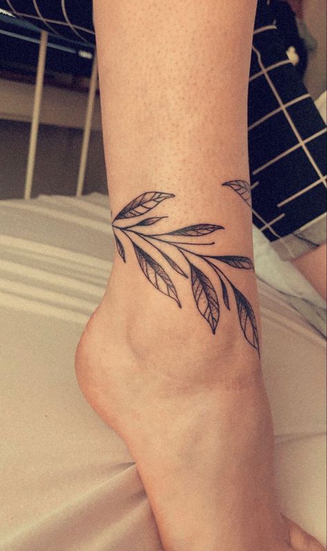 Leaves tattoo, ankle tattoo. Wrap Around Ankle Tattoo Flowers, Leaf Ankle Tattoo, Ankle Wrap Tattoo, Body Peircings, 3d Butterfly Tattoo, Wrap Tattoo, Tattoo Time, Vine Tattoos, E Tattoo