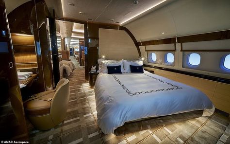 See inside the world's newest private jet: a $110 million converted Airbus airliner | Daily Mail Online Private Jet Travel, Private Planes, Private Jet Interior, Jet Fly, Luxury Jets, Luxury Private Jets, Opulent Interiors, Private Plane, Private Jets