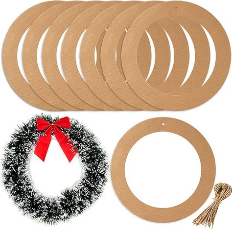 Amazon.com: 10 Pieces Large Hanging Round Wreaths 12Inch Cardboard Wreath Rings for DIY Crafts Paper Round Circle Christmas Hanging Ornaments Decorations with Hole Twine for Wedding Christmas Valentines Day Decor : Home & Kitchen Cardboard Wreath, Diy Crafts Paper, Wreath Rings, Kids Christmas Ornaments, Valentines Day Decor, Christmas Hanging, Crafts Paper, Round Circle, Christmas Crafts Decorations