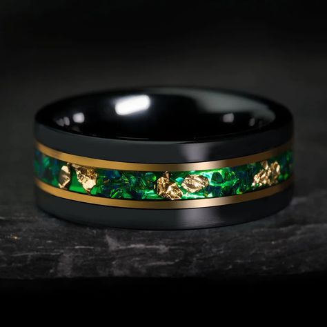 Cool Mens Wedding Bands, Antler Wedding Rings, Mens Emerald Rings, Black Tungsten Wedding Band, Mens Wedding Bands Unique, Brown Rings, Gold Leaf Rings, Emerald Wedding Rings, Tungsten Wedding Band